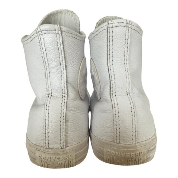Converse All Star Chuck Taylor Men 7 Women 9 White Leather Hightop Shoe main image 4